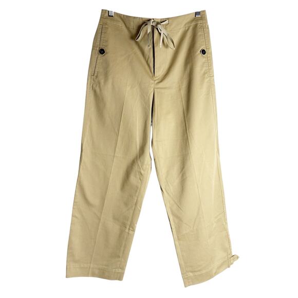 TELA Camel Gabardine Wide Leg High Rise Trousers Drawstring Waistband XS - Picture 7 of 15